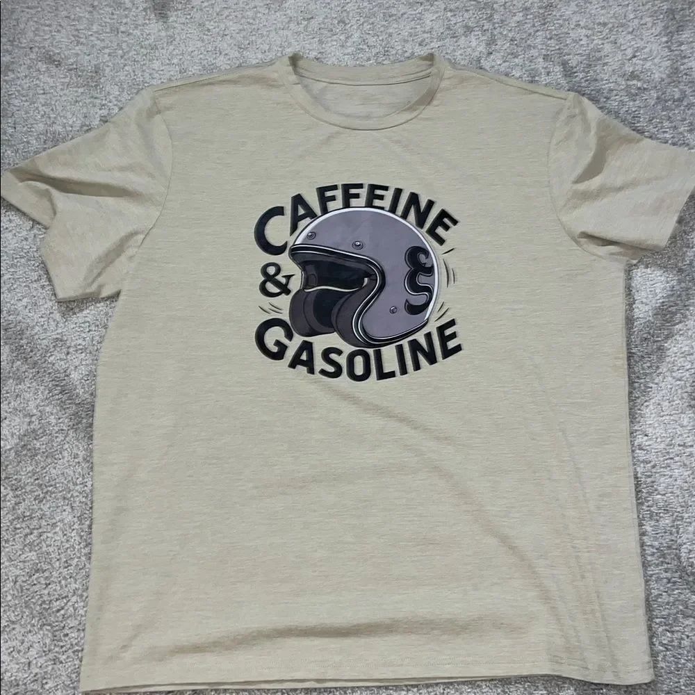 Caffeine & Gasoline Racing Helmet Coffee Racer Motorcycle Helmet T shirt-XL